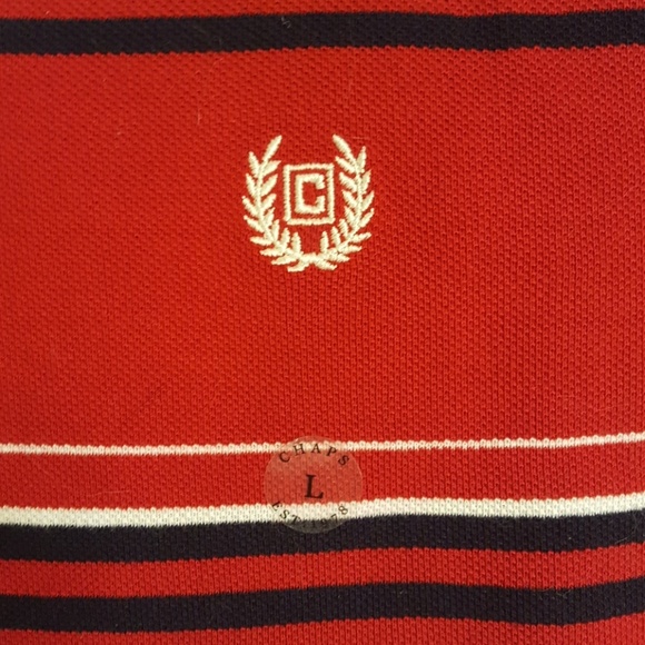 Chaps red men's striped polo, size L/G, NEW - Picture 2 of 8